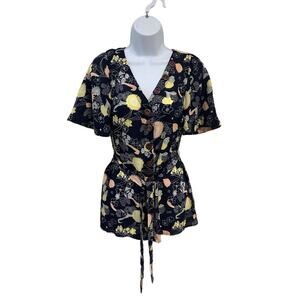ModCloth With The Breeze Front Tie Floral Blouse Size S